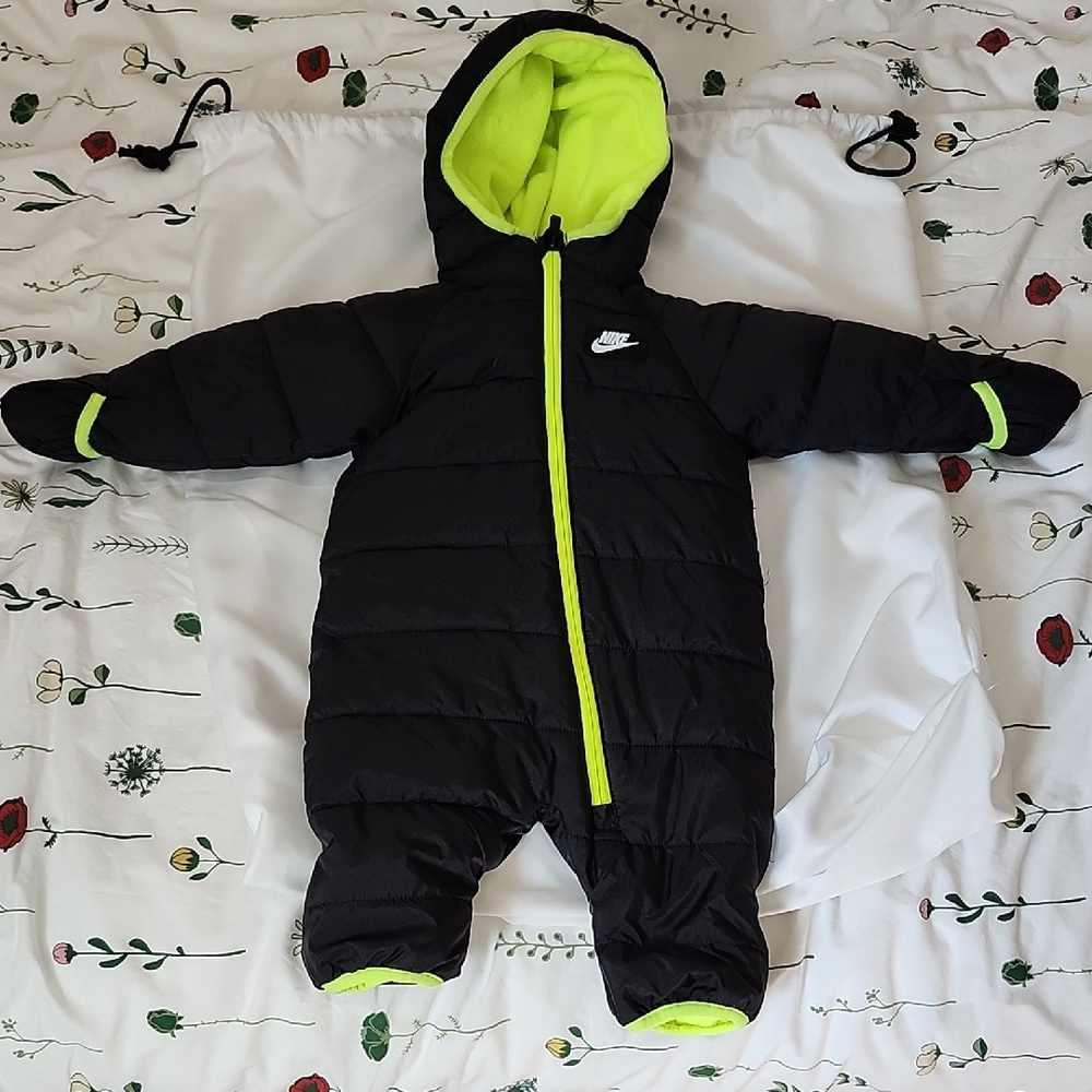 Nike Kids Black and Neon Green Footed One Piece